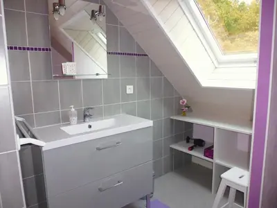 Salle de bains dans l'établissement Le Pré de la Lande