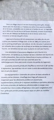 Plan de l'établissement Gîte avec piscine ,près de Chantonnay