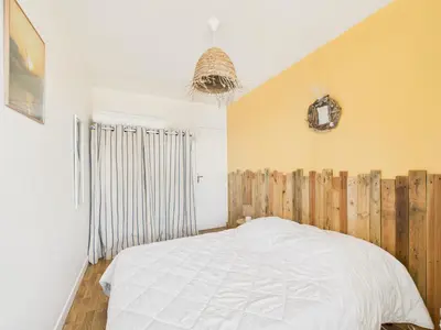 Un ou plusieurs lits dans un hébergement de l'établissement Profiter de ce bel appartement à Saint Hilaire de Riez!