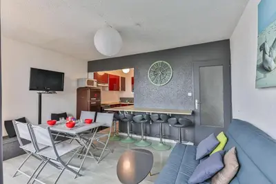 Télévision ou salle de divertissement dans l'établissement Les Mouettes - 450m de la mer - Balcon