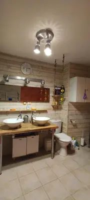 Cuisine ou kitchenette dans l'établissement Chambre chez l'habitante 
