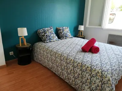 Un ou plusieurs lits dans un hébergement de l'établissement Gîte d'Anouck au coeur d'Oudon proche baignade