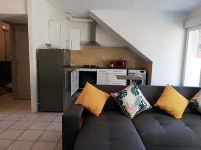Cuisine ou kitchenette dans l'établissement Gîte d'Anouck au coeur d'Oudon proche baignade