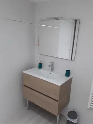 Salle de bains dans l'établissement L'Instant Présent, en Vendée, gite neuf , 3 etoiles, 15 minutes de l'océan