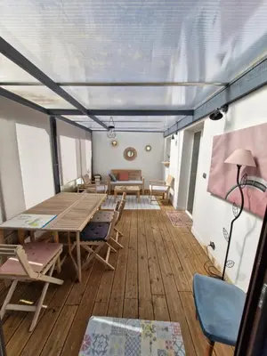 Coin salon dans l'établissement Gite Kerlaguito