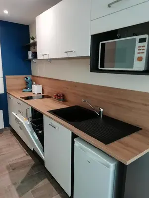Cuisine ou kitchenette dans l'établissement Studio Place 28 à Joue sur Erdre