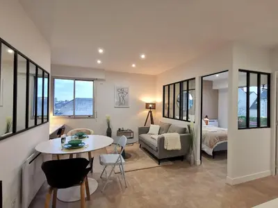 Un ou plusieurs lits dans un hébergement de l'établissement Appartement T2 Cocooning, Secteur Doutre