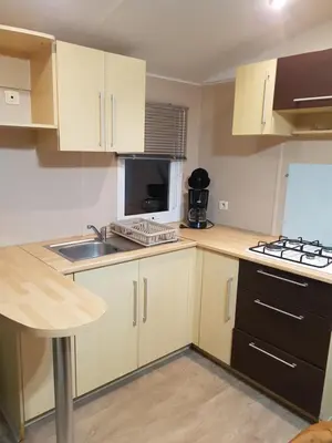 Cuisine ou kitchenette dans l'établissement Coeur de Vendée mobil home