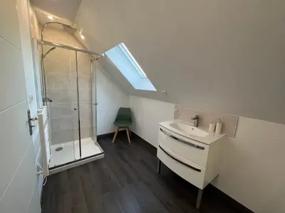 Salle de bains dans l'établissement Chez Bérangère et Nicolas