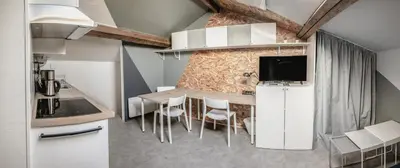 Cuisine ou kitchenette dans l'établissement Studio à 10min du Puy du Fou - Bords de Sèvre
