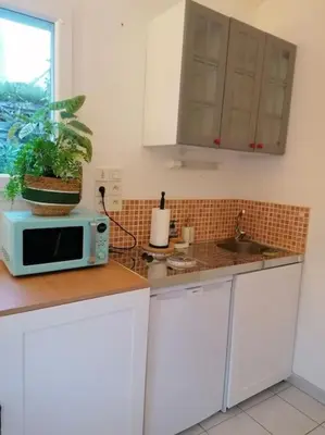 Cuisine ou kitchenette dans l'établissement Maison de vacances vue mer