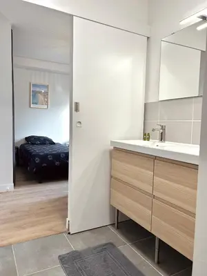 Un ou plusieurs lits dans un hébergement de l'établissement Villa de Groupe avec Piscine, Jacuzzi et Vue Nature