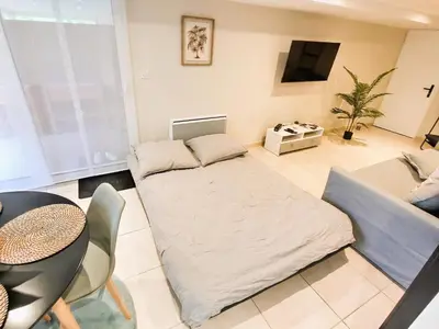 Télévision ou salle de divertissement dans l'établissement Le Petit Rocher 30m2- Studio standing 3 étoiles