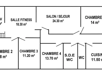 Plan de l'établissement Maison spacieuse avec fitness, massage sur demande et jardin privatif, proche Nantes et Pornic - FR-1-306-1231