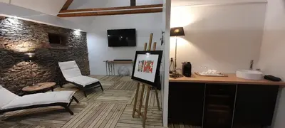 Télévision ou salle de divertissement dans l'établissement Domaine de Vaufleury - La Maison de l'Escuiller