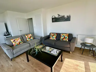 Coin salon dans l'établissement Appartement standing Vue panoramique sur Nantes