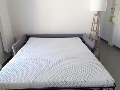 Un ou plusieurs lits dans un hébergement de l'établissement Appartement NEUF 1 chambre, 4 pers, 350m plage Saint Jean de Monts, calme, forêt, commerces à proximité - FR-1-323-268