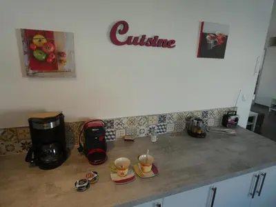 Cuisine ou kitchenette dans l'établissement Maison moderne à Notre-Dame-de-Monts, 3 chambres, proche plage - FR-1-540-150