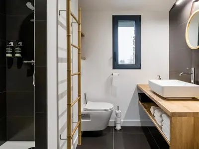 Salle de bains dans l'établissement Ancienne grange rénovée près de Nantes avec spa et jardin - FR-1-306-1233