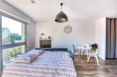 Un ou plusieurs lits dans un hébergement de l'établissement Bourgonnier 19 - Charmant studio à Angers