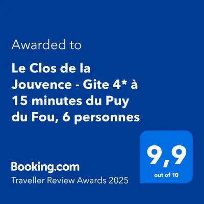 Certificat, récompense, panneau ou autre document affiché dans l'établissement Le Clos de la Jouvence - Gite 4* à 15 minutes du Puy du Fou, 6 personnes
