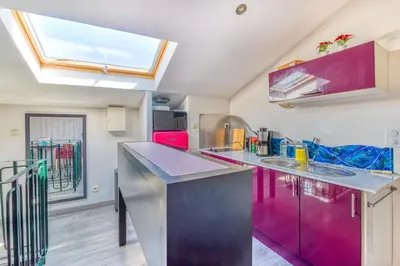 Cuisine ou kitchenette dans l'établissement Superbe Appartement Vue sur la Confluence LOIRE