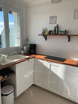 Cuisine ou kitchenette dans l'établissement Studio face mer Accès direct à la plage