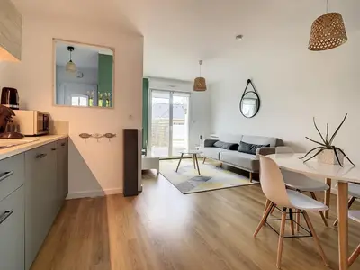 Cuisine ou kitchenette dans l'établissement Maison cosy au calme parking privé inclus