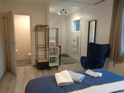 Un ou plusieurs lits dans un hébergement de l'établissement La Célest'han chambre d'hôte 