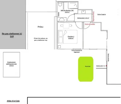 Plan de l'établissement Chambre proche Puy du fou entrée indépendante, Encas du matin Offert